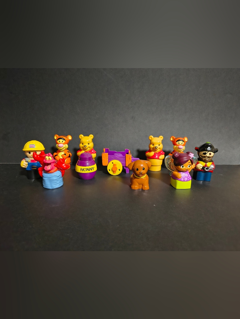 Mega Bloks Lot Disney Winnie the Pooh Tigger Honey Pot Purple Cart & More 11 pcs